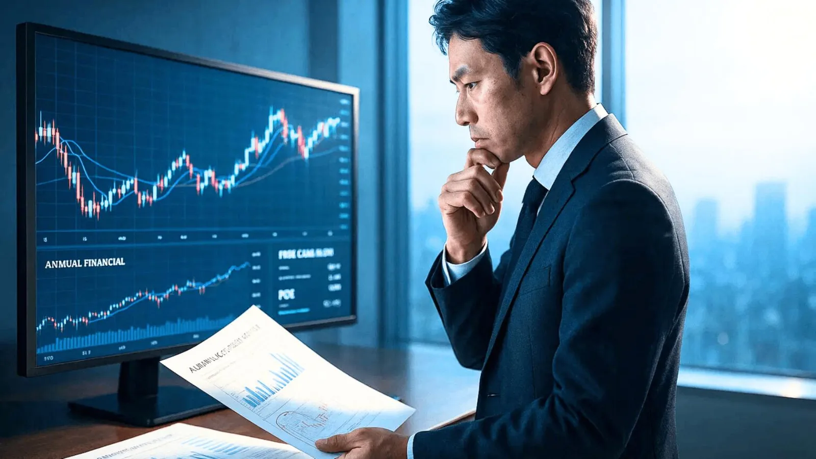 Analyst charting market outlook on a whiteboard